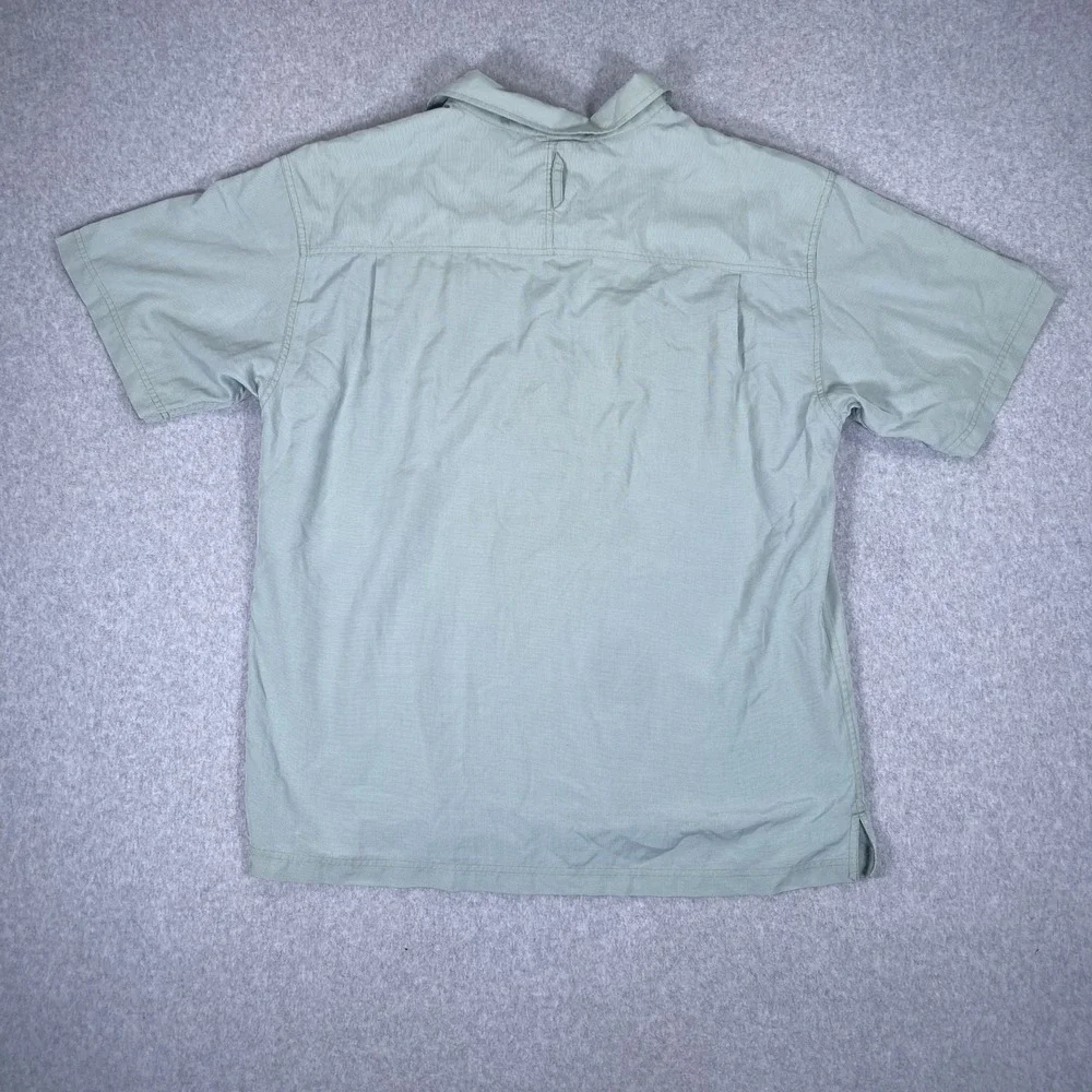 The North Face Button Up Shirt Mens XL Green Short Sleeve Hiking Vented